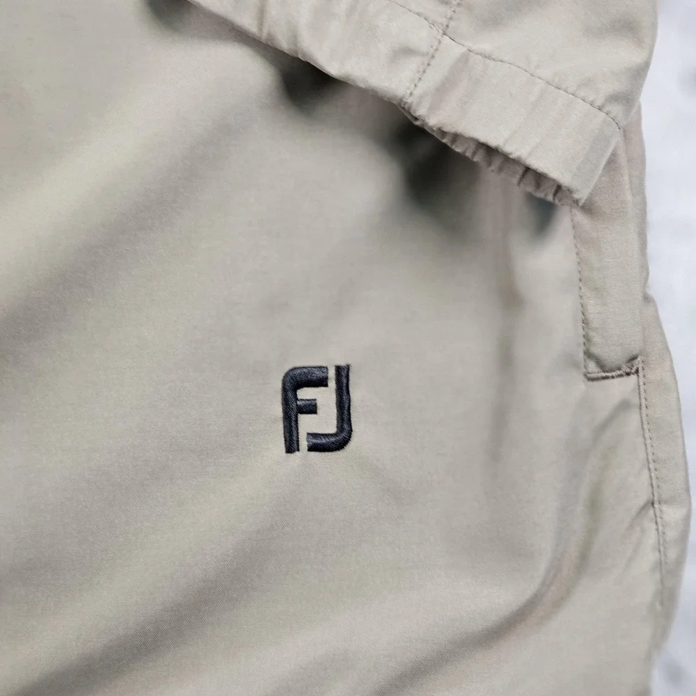 FootJoy Pullover Mens Large Tan V-Neck Golf Windbreaker Windshirt Jacket